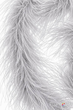 Boa di piume di struzzo - 4 pieghe, 2 m - grigio argento